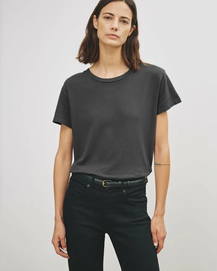 Nili Lotan BRADY TEE Washed Black Women Tops