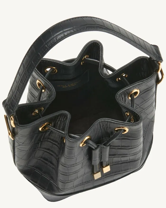 Nili Lotan BRIGITTE MINI BUCKET BAG Black And Gold Women Handbags