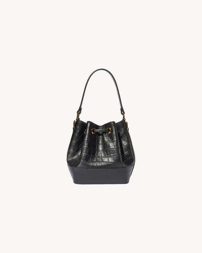 Nili Lotan BRIGITTE MINI BUCKET BAG Black And Gold Women Handbags