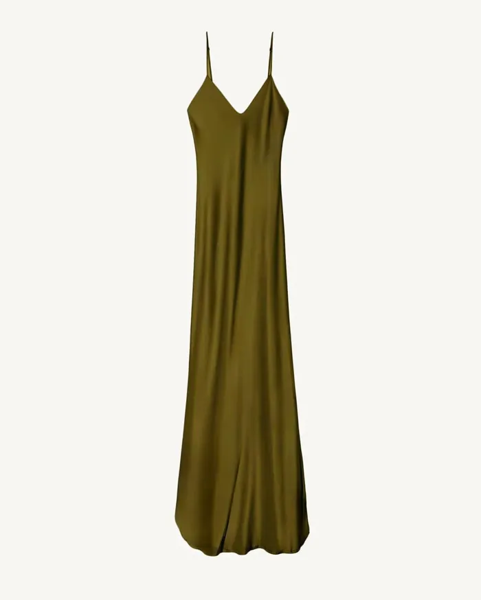 Nili Lotan CAMI GOWN Olive Women Dresses and Skirts