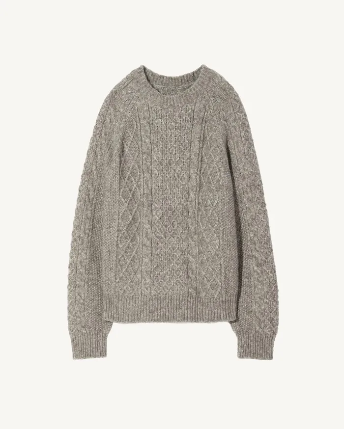 Nili Lotan CARRAN SWEATER Grey Melange Men Sweaters