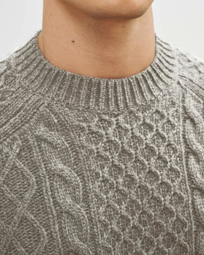 Nili Lotan CARRAN SWEATER Grey Melange Men Sweaters