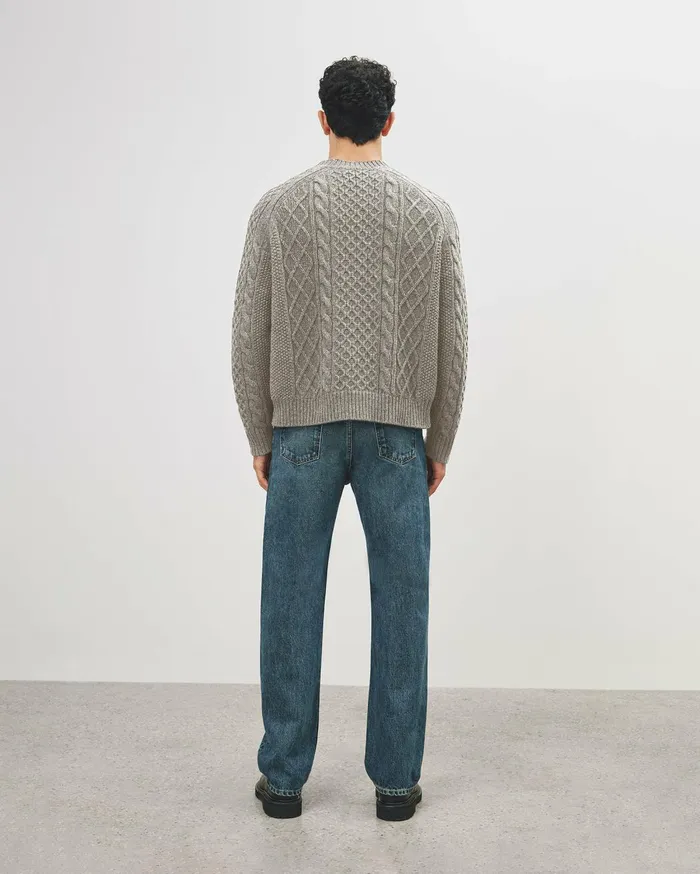 Nili Lotan CARRAN SWEATER Grey Melange Men Sweaters
