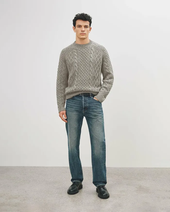 Nili Lotan CARRAN SWEATER Grey Melange Men Sweaters