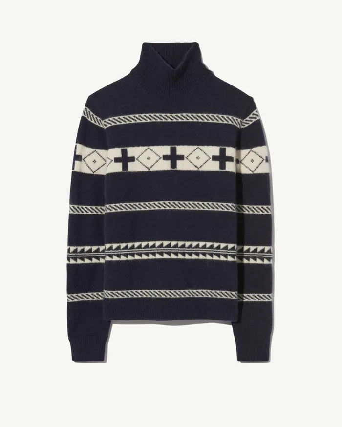Nili Lotan CLARENCE SWEATER Navyivory Men Sweaters