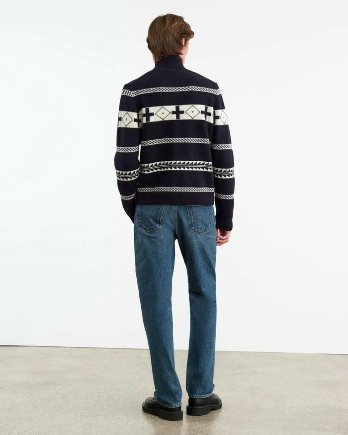 Nili Lotan CLARENCE SWEATER Navyivory Men Sweaters