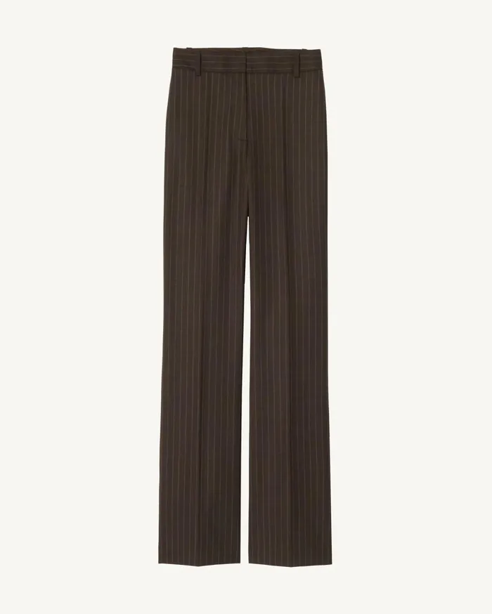 Nili Lotan CORETTE PANT Brown Pinstripe Women Pants and Shorts