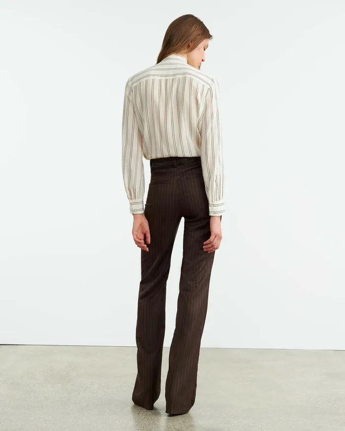Nili Lotan CORETTE PANT Brown Pinstripe Women Pants and Shorts