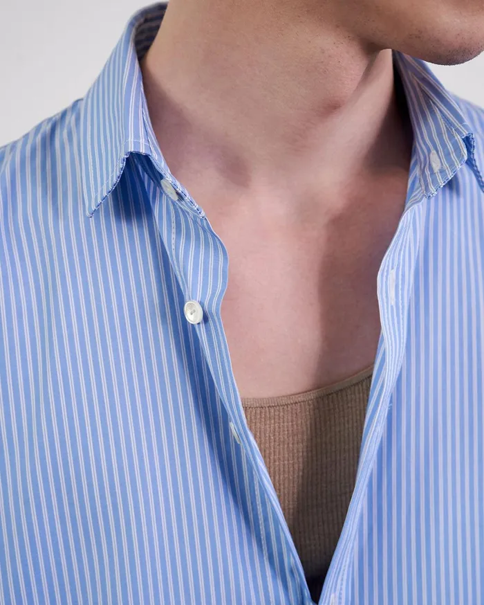Nili Lotan CRISTOBAL SHIRT Bluewhite Stripe Men Shirts