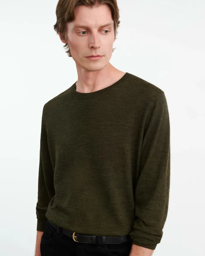 Nili Lotan DAWSON SWEATER Forest Green Men Sweaters