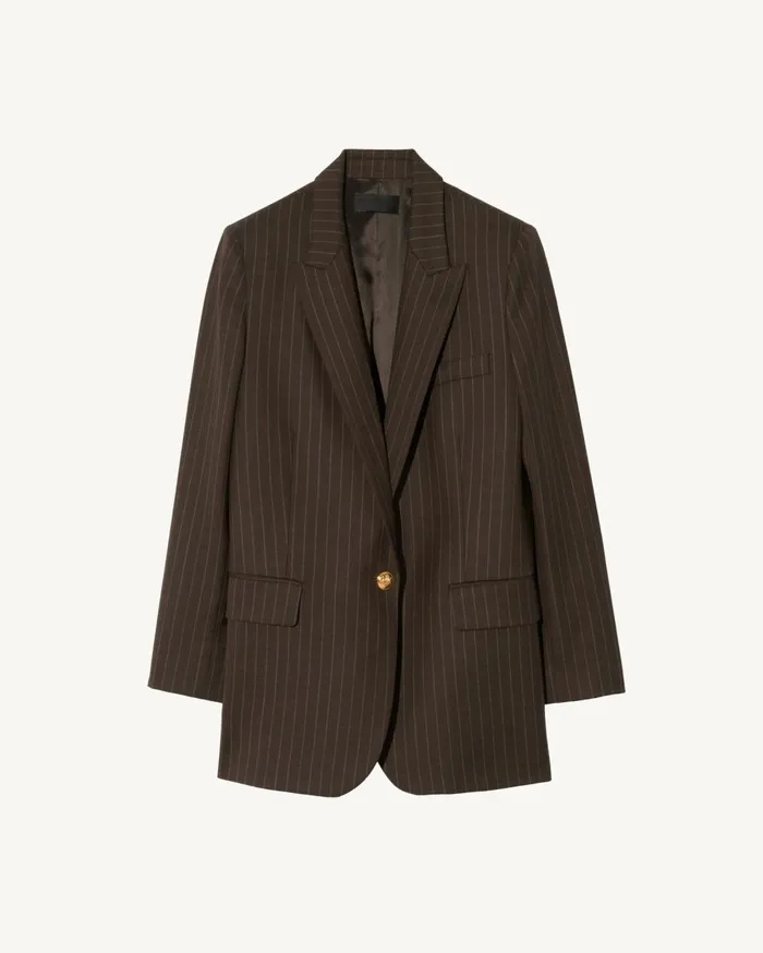 Nili Lotan DIANE BLAZER Brown Pinstripe Women Jackets and Blazers