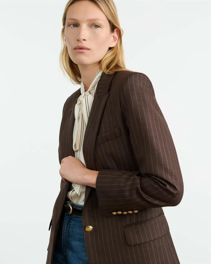 Nili Lotan DIANE BLAZER Brown Pinstripe Women Jackets and Blazers