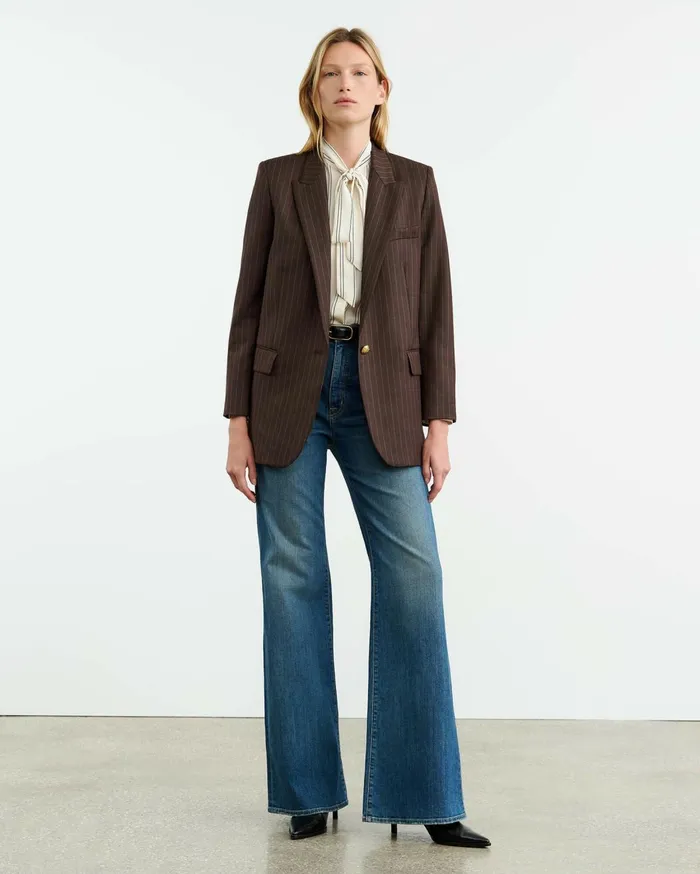 Nili Lotan DIANE BLAZER Brown Pinstripe Women Jackets and Blazers