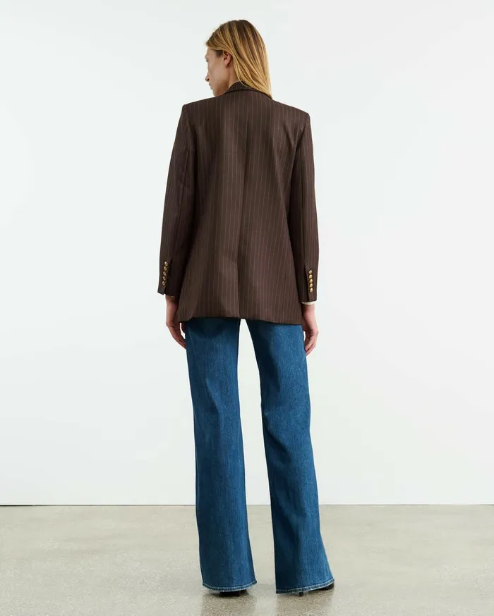 Nili Lotan DIANE BLAZER Brown Pinstripe Women Jackets and Blazers