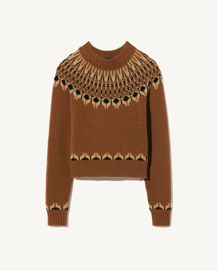 Nili Lotan FERN SWEATER Caramel Fairisle Women Knits and Sweaters