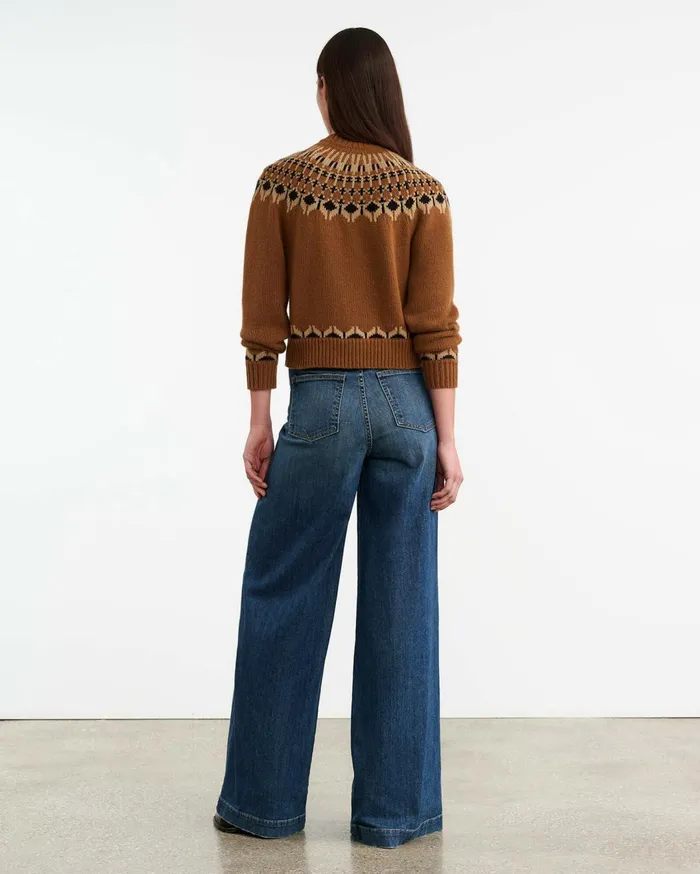 Nili Lotan FERN SWEATER Caramel Fairisle Women Knits and Sweaters