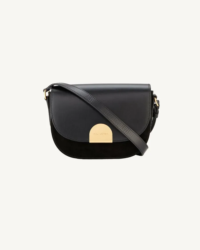 Nili Lotan LE ELLIE SADDLE BAG Black And Gold Women Handbags