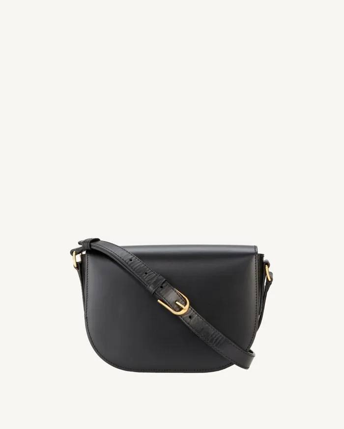 Nili Lotan LE ELLIE SADDLE BAG Black And Gold Women Handbags