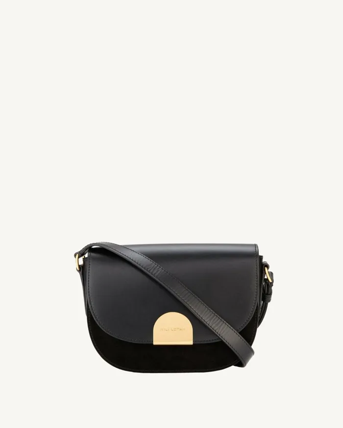 Nili Lotan LE ELLIE SADDLE BAG Black And Gold Women Handbags