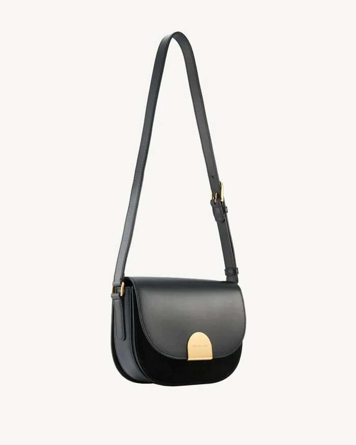 Nili Lotan LE ELLIE SADDLE BAG Black And Gold Women Handbags