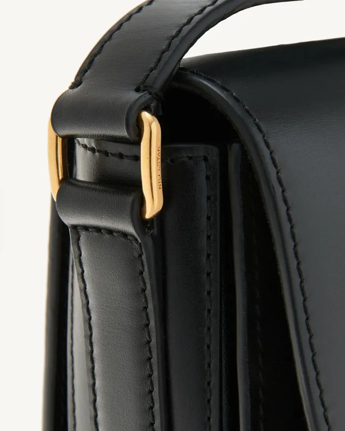 Nili Lotan LE ELLIE SADDLE BAG Black And Gold Women Handbags