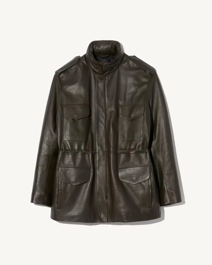 Nili Lotan LIRI LEATHER JACKET Dark Moss Men Jackets and Coats