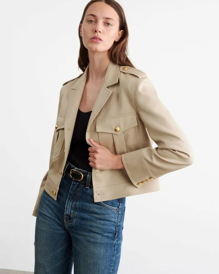 Nili Lotan LISE JACKET Roosevelt Khaki Women Jackets and Blazers