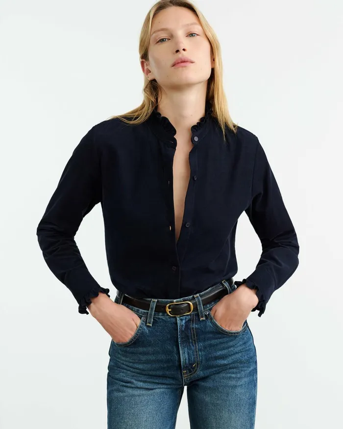 Nili Lotan LYDIA SHIRT Dark Navy Women Tops