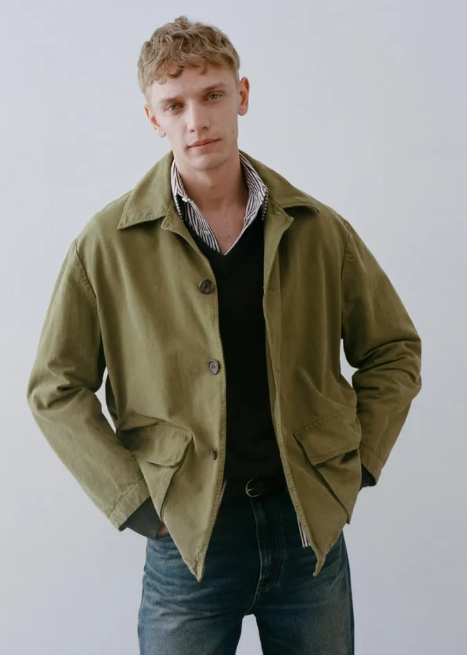 Nili Lotan RONNOC JACKET Olive Green Men Jackets and Coats