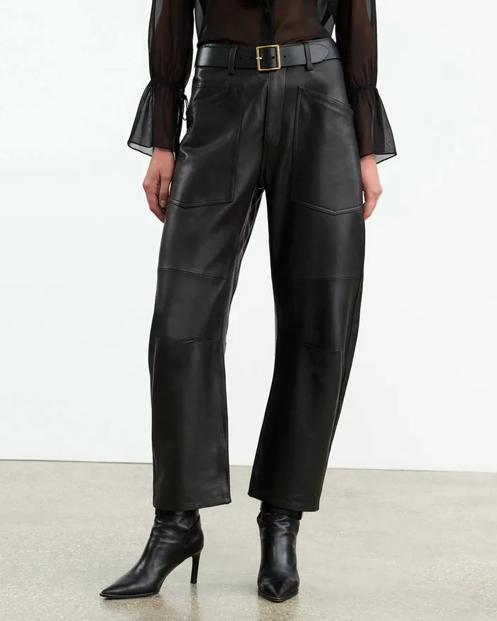 Nili Lotan SHON LEATHER PANT Black Women Pants and Shorts