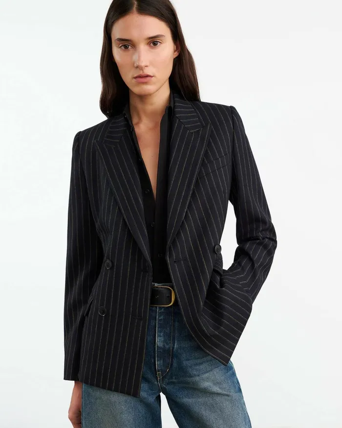 Nili Lotan VEDA JACKET Nightfall Pinstripes Women Jackets and Blazers