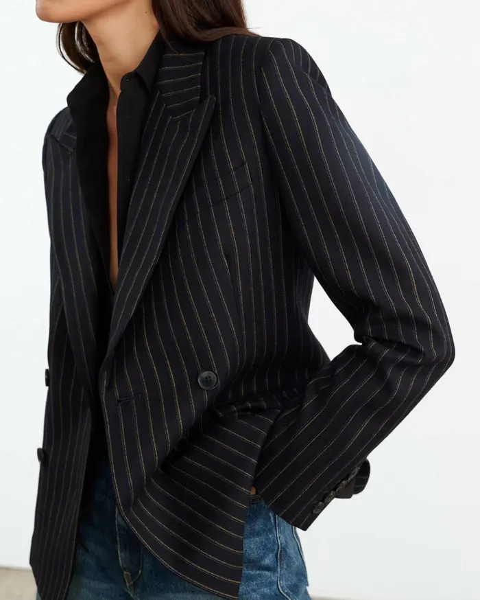 Nili Lotan VEDA JACKET Nightfall Pinstripes Women Jackets and Blazers