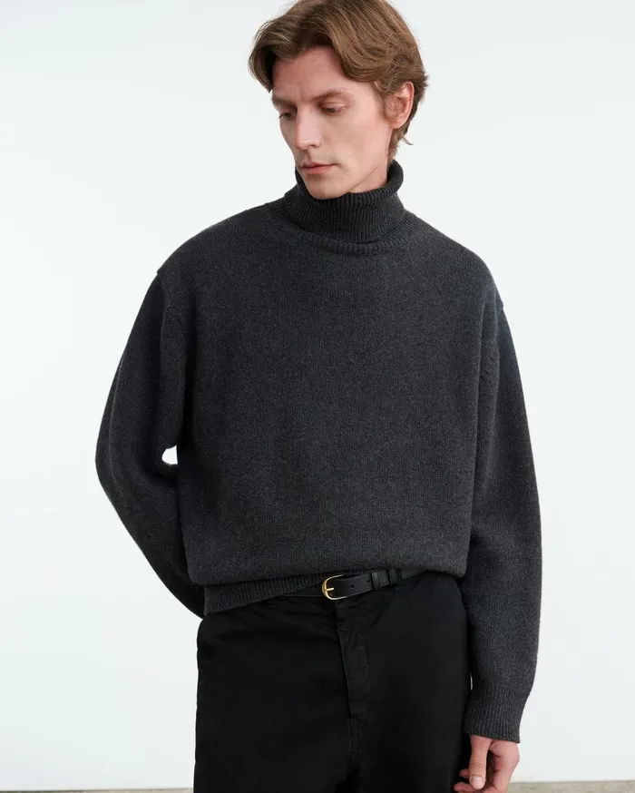 Nili Lotan VINTON SWEATER Dark Charcoal Melange Men Sweaters