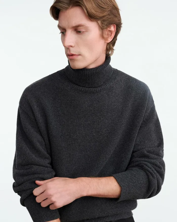 Nili Lotan VINTON SWEATER Dark Charcoal Melange Men Sweaters