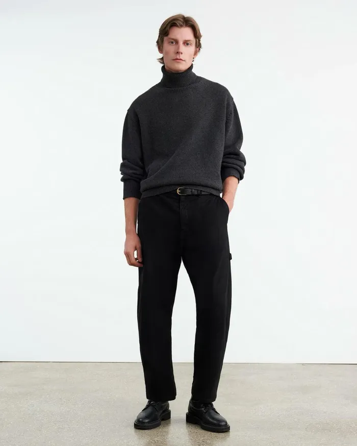 Nili Lotan VINTON SWEATER Dark Charcoal Melange Men Sweaters