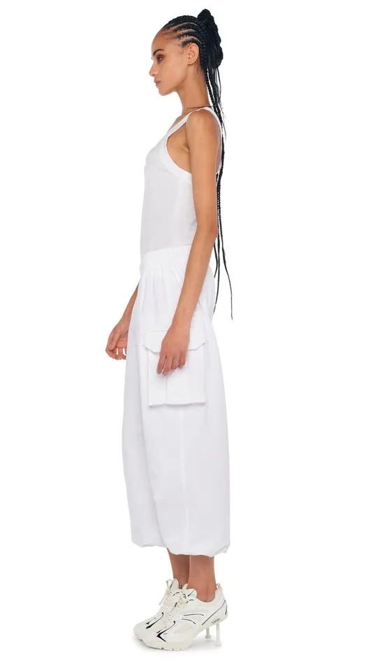 Norma Kamali Bottoms OS BF CARGO SWEATPANT Snow White 8211 Clothing