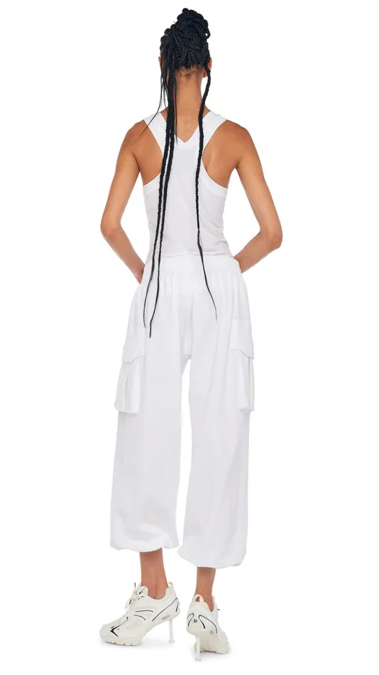 Norma Kamali Bottoms OS BF CARGO SWEATPANT Snow White 8211 Clothing