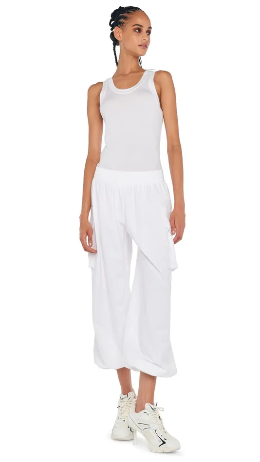 Norma Kamali Bottoms OS BF CARGO SWEATPANT Snow White 8211 Clothing
