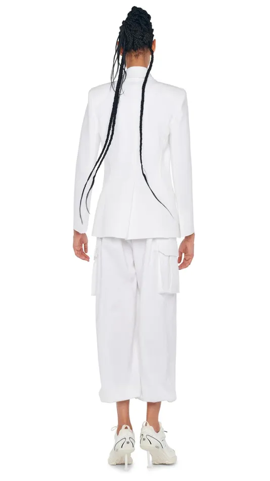 Norma Kamali Bottoms OS BF CARGO SWEATPANT Snow White 8211 Clothing