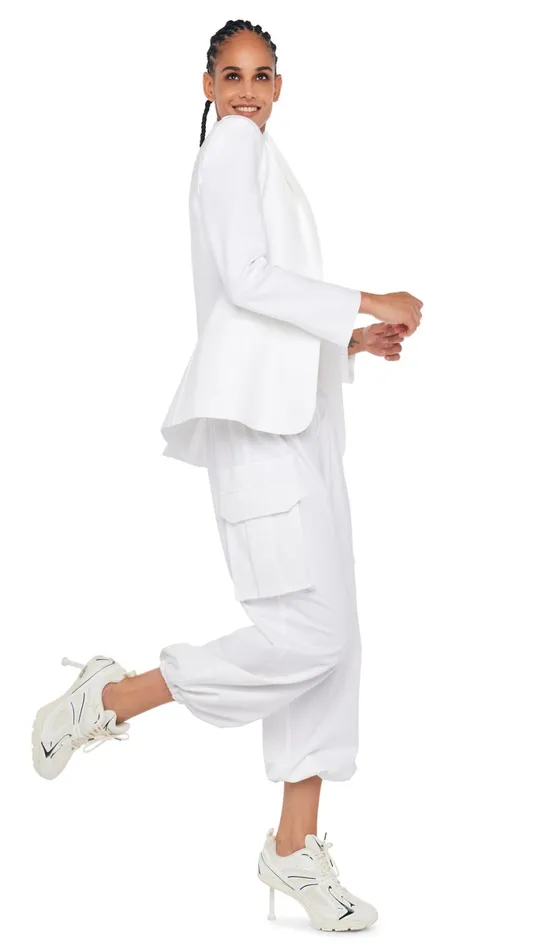 Norma Kamali Bottoms OS BF CARGO SWEATPANT Snow White 8211 Clothing