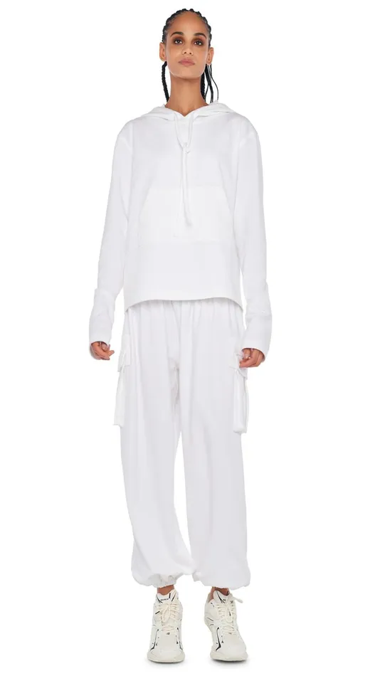 Norma Kamali Bottoms OS BF CARGO SWEATPANT Snow White 8211 Clothing