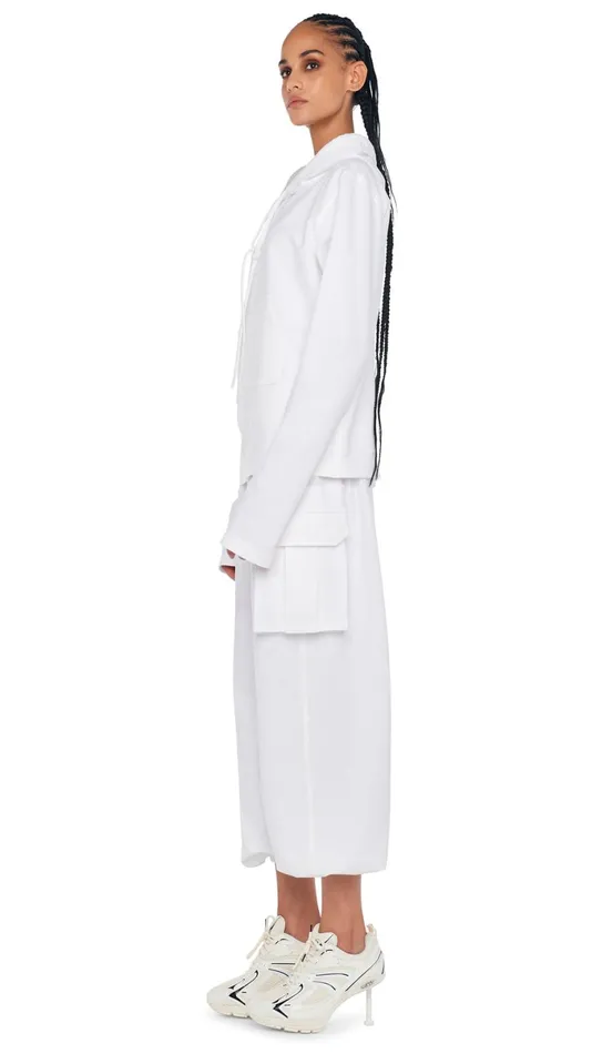 Norma Kamali Bottoms OS BF CARGO SWEATPANT Snow White 8211 Clothing