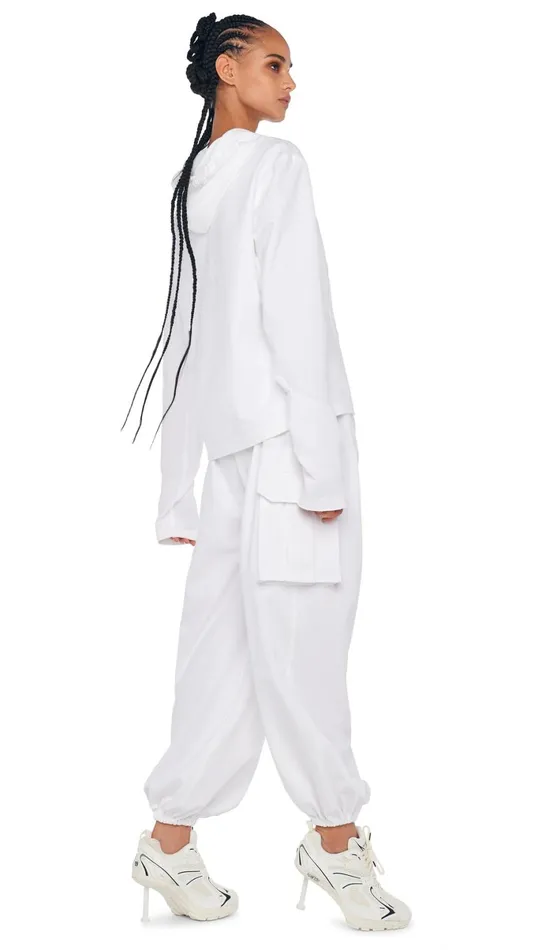 Norma Kamali Bottoms OS BF CARGO SWEATPANT Snow White 8211 Clothing
