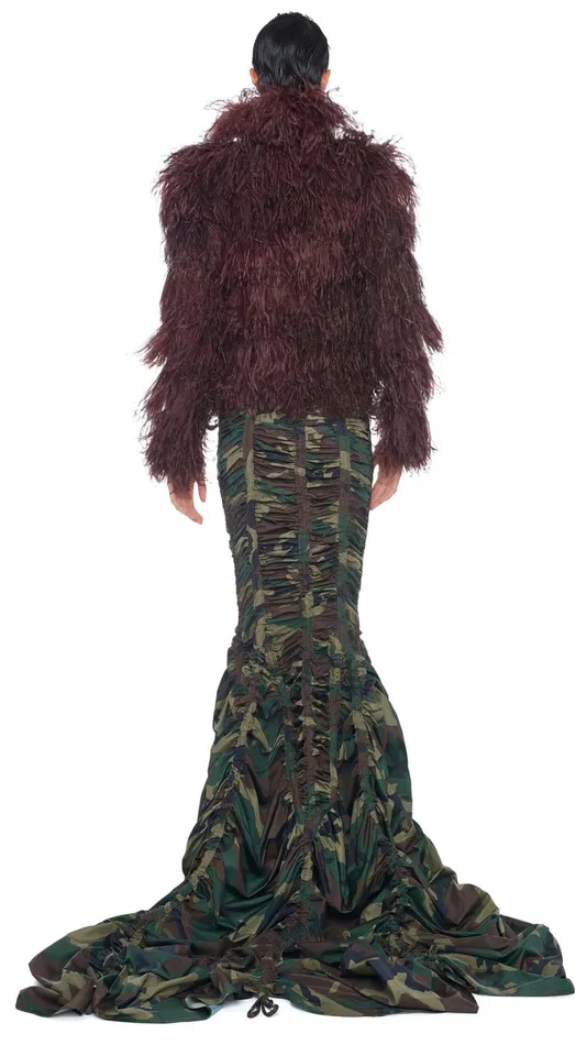 Norma Kamali Bottoms PARACHUTE FISHTAIL SKIRT Camo 8211 Clothing