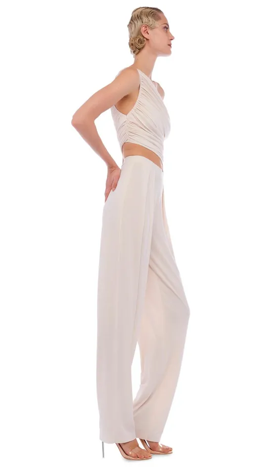 Norma Kamali Bottoms TAPERED PLEATED TROUSER Bone 8211 Clothing