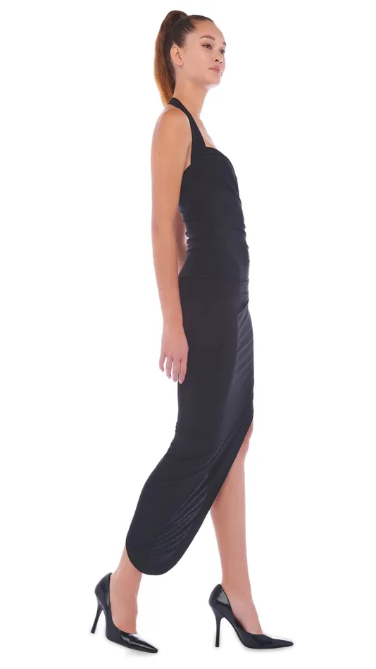 Norma Kamali Dresses CAYLA SIDE DRAPE GOWN Black 8211 Clothing