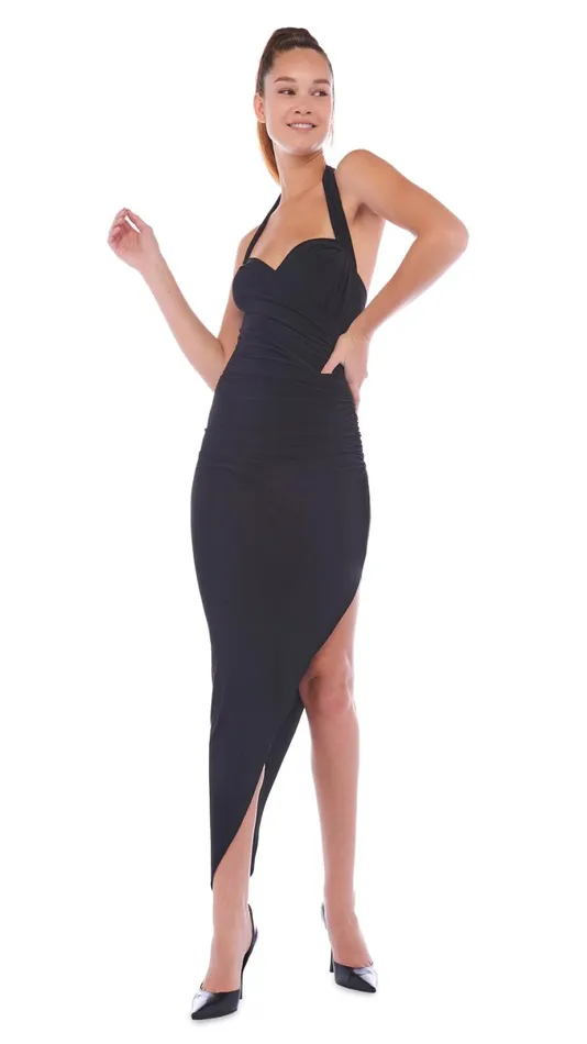 Norma Kamali Dresses CAYLA SIDE DRAPE GOWN Black 8211 Clothing