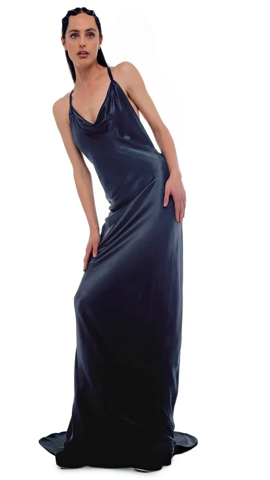 Norma Kamali Dresses CROSS BACK BIAS GOWN Black 8211 Clothing
