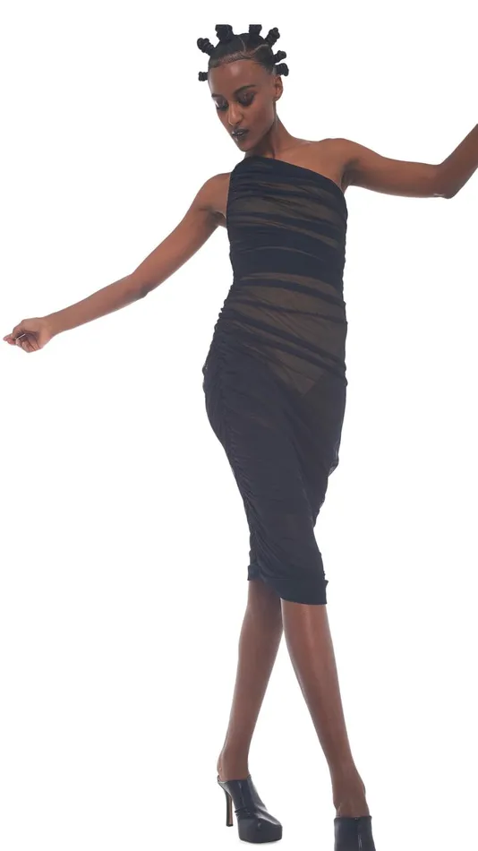 Norma Kamali Dresses DIANA GOWN Black Mesh 8211 Clothing