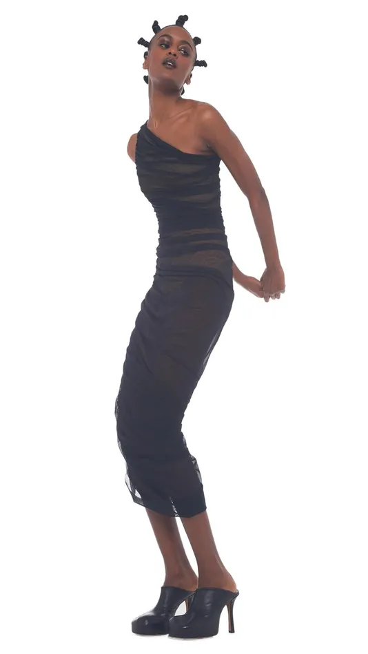 Norma Kamali Dresses DIANA GOWN Black Mesh 8211 Clothing